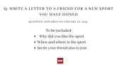 IELTS Informal Letter on Sports Jan 28, 2023