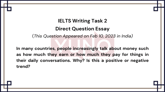 10 Feb 2023 IELTS Direct Question Essay on Money