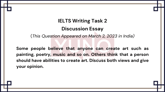 2 March 2023 IELTS Discussion Essay on Art