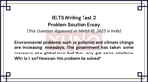 18 March 2023 IELTS Problem Solution Essay on Environmental Problems