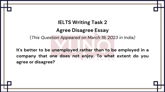 19 March 2023 IELTS Agree Disagree Essay on Unemployment
