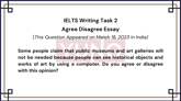 18 March 2023 IELTS Agree Disagree Essay on Historical Objects