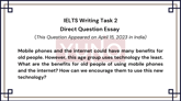 15 April 2023 IELTS Direct Question Essay on Technology
