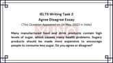 24 May 2023 IELTS Agree Disagree Essay on Sugar