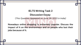 29 June 2023 IELTS Discussion Essay on Online Shopping