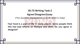 10 June 2023 IELTS Agree Disagree Essay on Fast Food