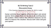 26 August 2023 IELTS Discussion Essay on Human Activities