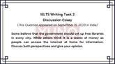 15 September 2023 IELTS Dicussion Essay on Library