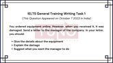 7 October 2023 IELTS Formal Letter to seek a replacement for a defective product