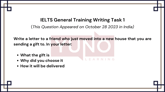 28 October 2023 IELTS Informal Letter to Send a Gift
