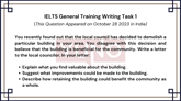 28 October 2023 IELTS Formal Letter to show concern for the community building