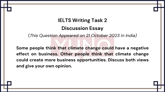 21 October 2023 IELTS Discussion Essay on Climate Change