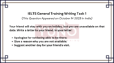 14 October 2023 IELTS Informal Letter to Apologize