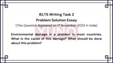17 November 2023 IELTS Problem Solution Essay on Environment