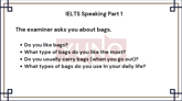 21 March 2024 IELTS Speaking Part 1 Bags Sample Answer