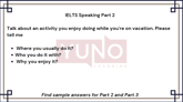 21 March 2024 IELTS Speaking Part 2,3 Activities Sample Answer