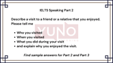 12 April 2024 IELTS Speaking Part 2,3 Visit Sample Answer