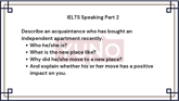 13 August 2024 IELTS Speaking Part 2,3 Acquaintance with an apartment Sample Answer