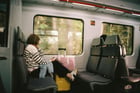 Duolingo Speak about the Photo: Lost in Thoughts on A Train Journey