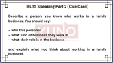 6 March 2026 IELTS Speaking Part 2 and 3 A Person Who Works in Family Business