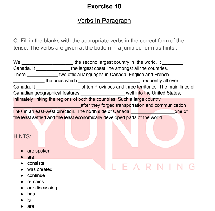 Sample Paragraph Using Verbs Grammar Exercise 10: Verbs In Paragraph - Yuno Learning