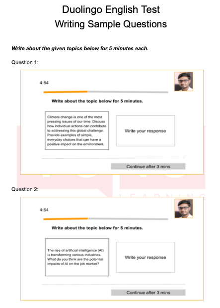 Free Duolingo Writing Practice Test: Writing Sample Questions