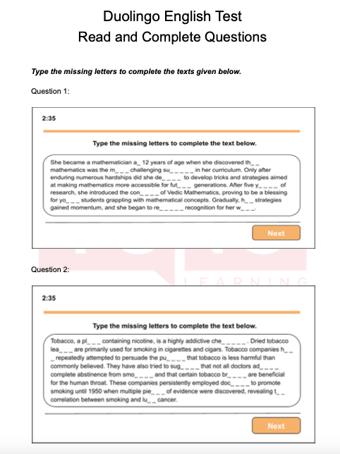 Duolingo Read and Complete Question Type With Answer Pdf